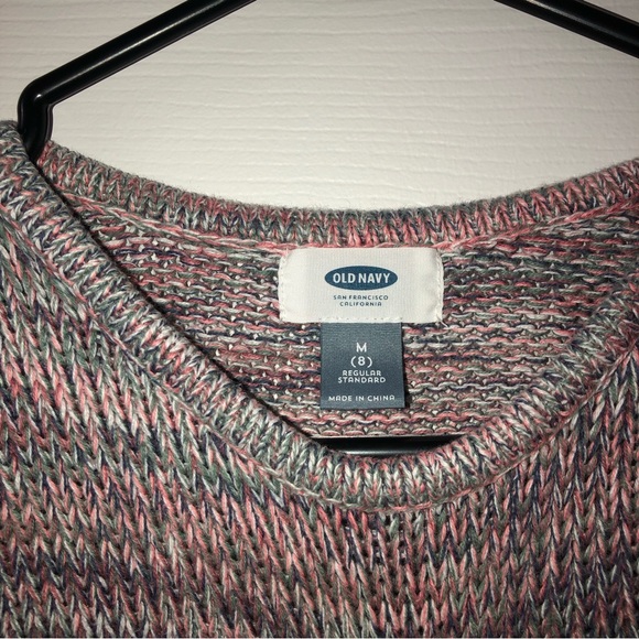 Old navy cotton knit sweater pink multi size M-8 - Picture 4 of 6